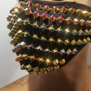 Studded Bling Mask Jeweled Mask with Filter Pocket
